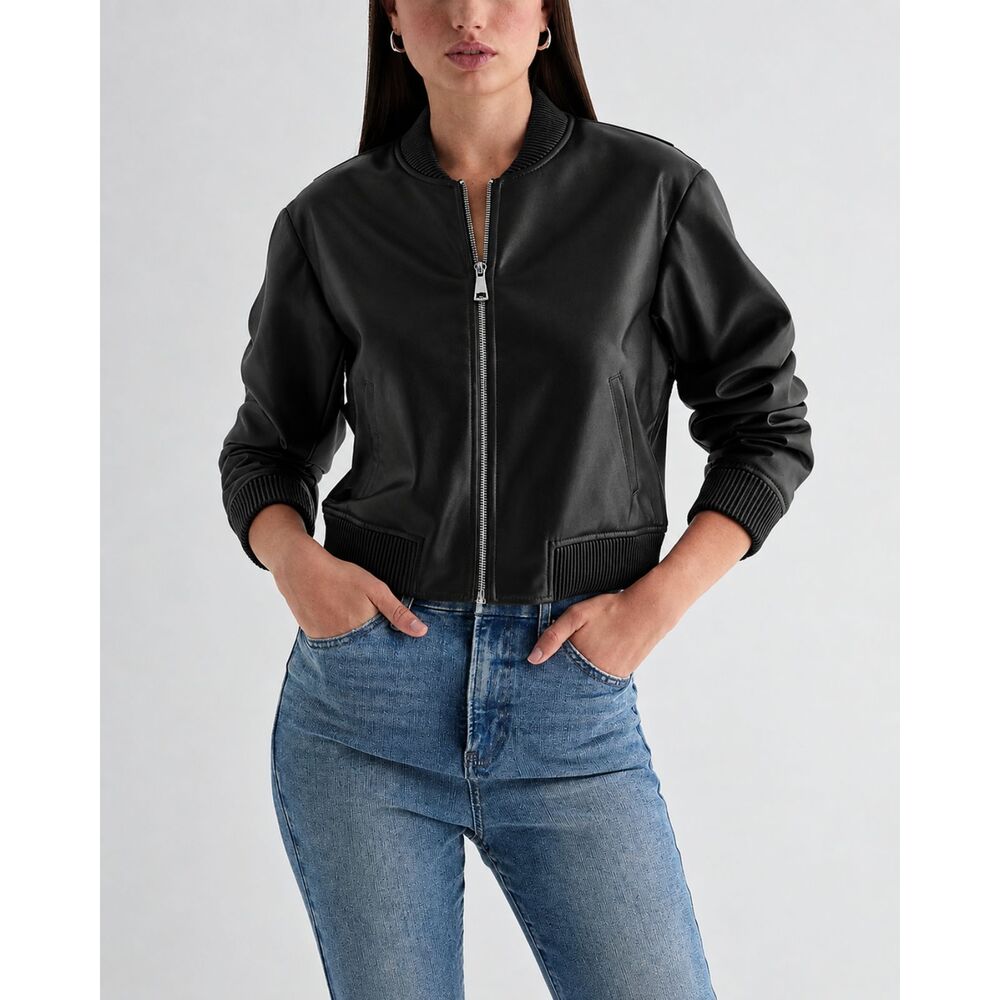 Express Women’s black Faux Leather Bomber Jacket XS